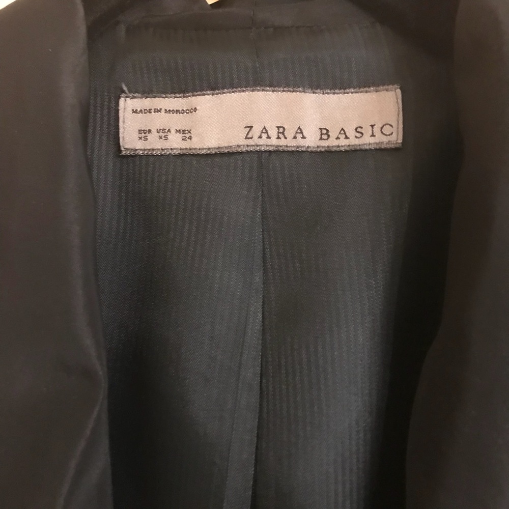 Zara Basic Long One Button Black Blazer - image 3